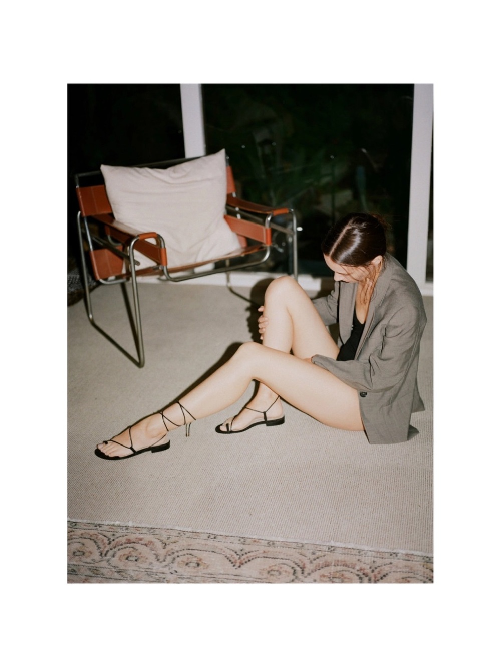 Lace-Up Black Flat Sandals for Women